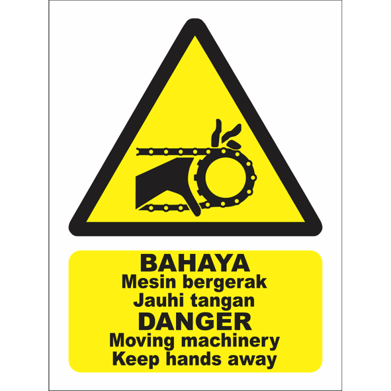 DANGER Moving machinery, keep hands away